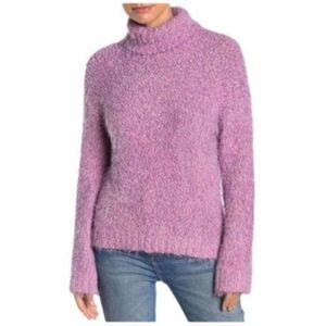 Abound Nordstrom Fuzzy Eyelash Knit Turtleneck Sweater Purple Victoria M NWT